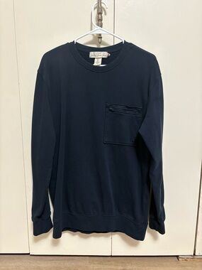 LOGG Sweatshirt Navy Crewneck Zipper Pocket Casual Men Size Small